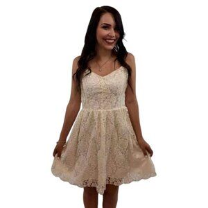 Talula Cream Floral Lace A-Line Sweetheart Neck Flirty Boho Cottagecore Dress